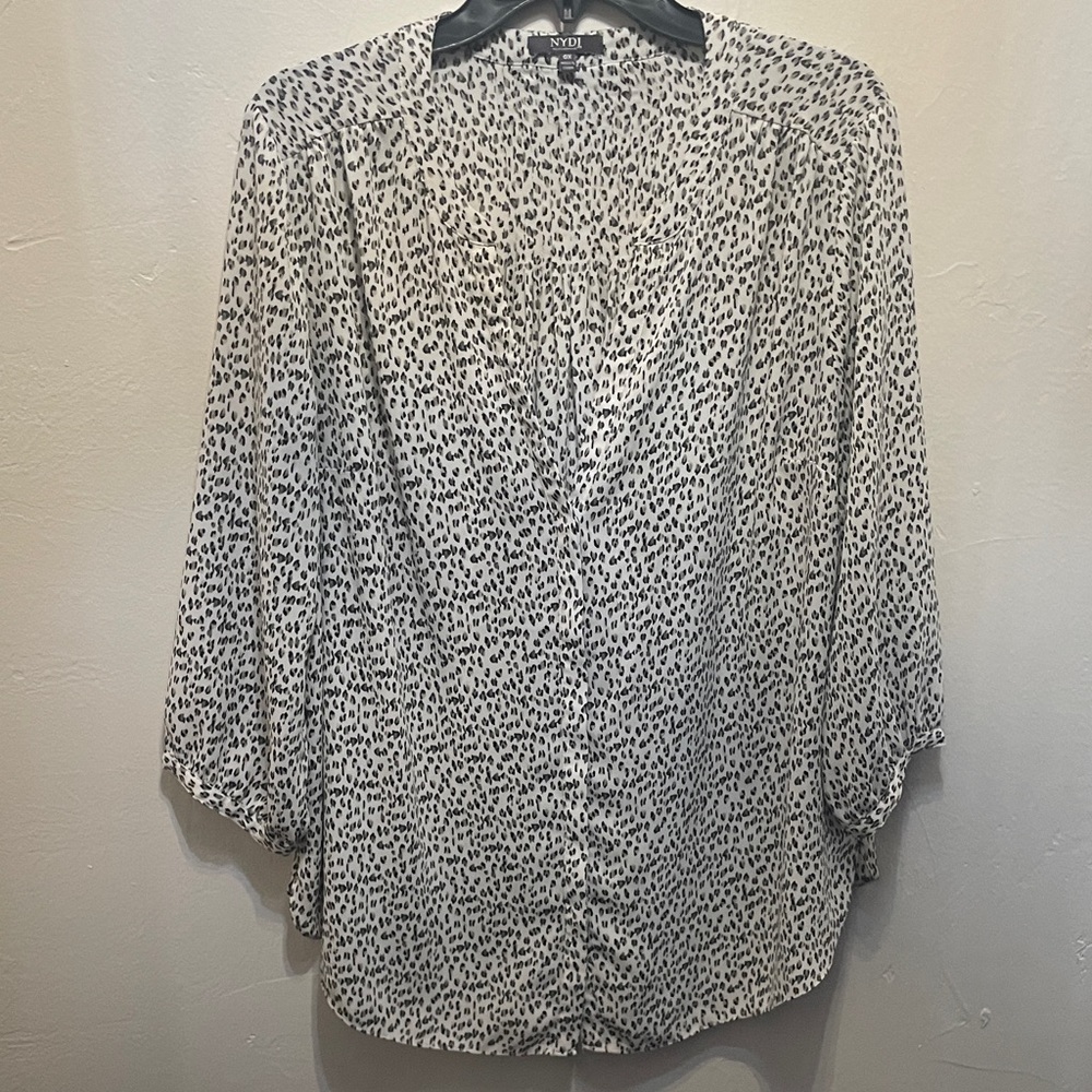 NYDJ Black and White Spotted Blouse